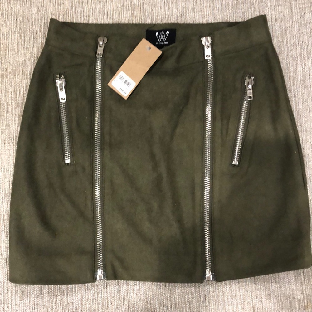 Six. Crisp. Days green suede skirt